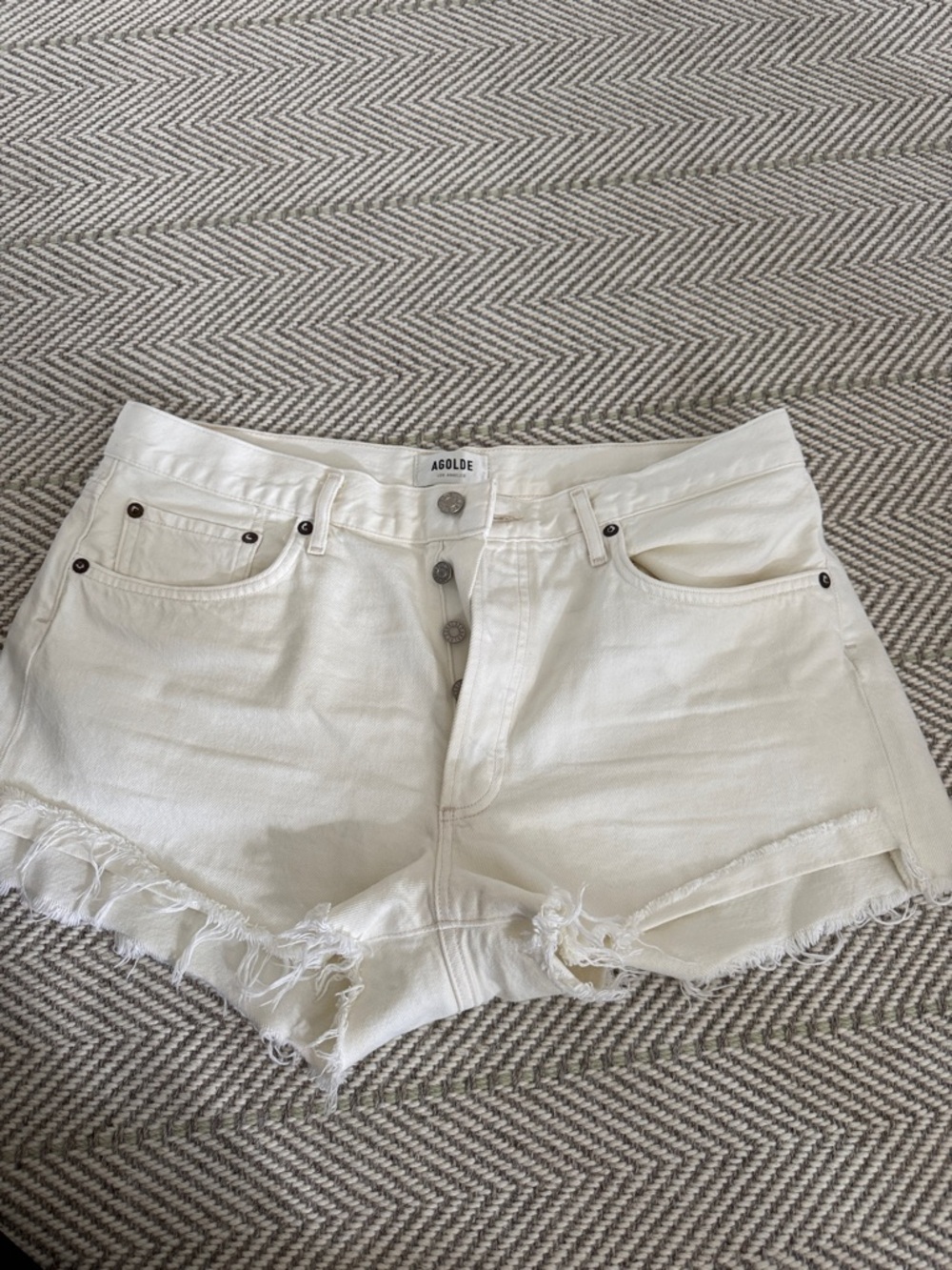 Agolde White Denim Shorts